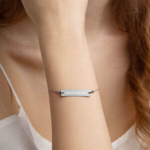 Miriam Alondra Engraved Silver Bar Chain Bracelet
